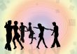 Background with silhouettes of the young people