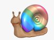 3d smiling snail with a multi-coloured bowl