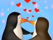 Couple the smiling in love 3D penguins