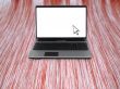 notebook on striped background