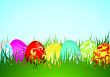 easter illustration with color painted eggs