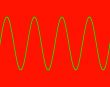 Green sine wave on red