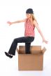 Girl stepping out of the box