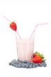 Strawberry milkshake with blueberries