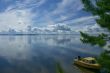 Boat on lake shore