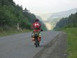 One cyclist go to road.