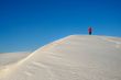 One man  trekking on a snow mountain.