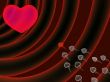 Hearts with the tails, floating to the big heart