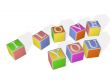 3D multi-coloured children`s cubes with letters