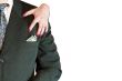 business suit with money and feminine hand