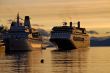 Big passenger ships in Ushuaia,  Argentina, South America.