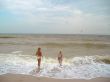 The girls on the shore of sea