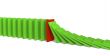 Red and green figures of a dominoes