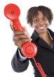 Woman with a red phone