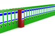 Row of accounting folders on a white background. 3D image.