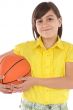 girl whit ball of basketball