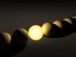 3d sphere, brightly luminous in darkness