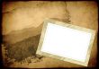 Grunge background with an empty old frame