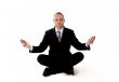 Business yoga with mobile phones