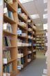 books on shelves in library