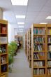 books on shelves in library