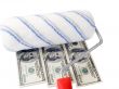 roller brush draws the American dollars