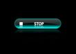Button stop blue neon