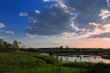 Dream of fisherman. Evening ashore lake