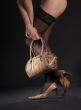 snakeskin shoes, handbag and stockings