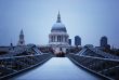 St Paul`s Cathedral and Millenium Bridge in London