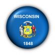 Round Button USA State Flag of Wisconsin