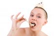 Young woman eating ice cream