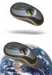 A mouse with a compass over the world