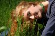 In green grass