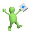 Happy puppet veterinary with a portfolio in hand