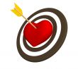 3d red heart pierced with an arrow