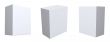 Three blank 3d boxes of blue color