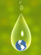 3d Earth in a transparent drop of water