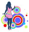 woman and abstract pattern