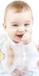 laughing baby in water