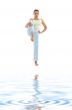 yoga standing on white sand #3