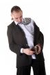 Drunk businessman surprised by empty wallet