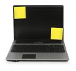 notebook with yellow notes