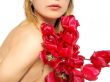 Holding tulips