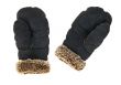 Leather mittens on white background