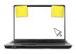 notebook with cursor and yellow notes