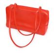 red leather handbag