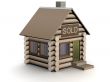 Wooden small house. The isolated illustration. 3D image.