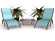 Two deckchairs on a white background. 3D image.