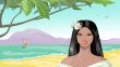 tropic landscape with beautiful girl.